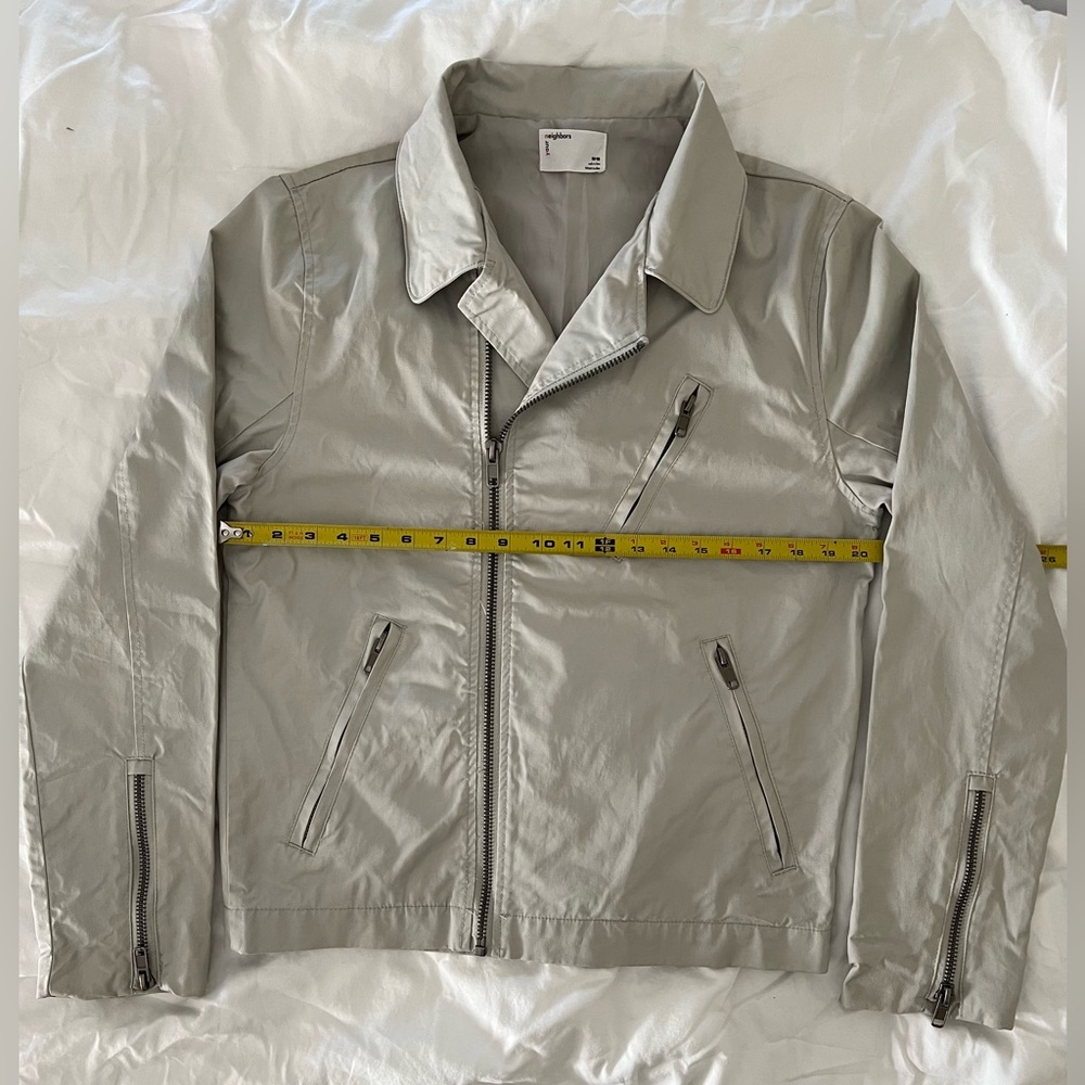 Your Neighbors Light Grey Coated Lightweight  Asymmetrical Moto Jacket